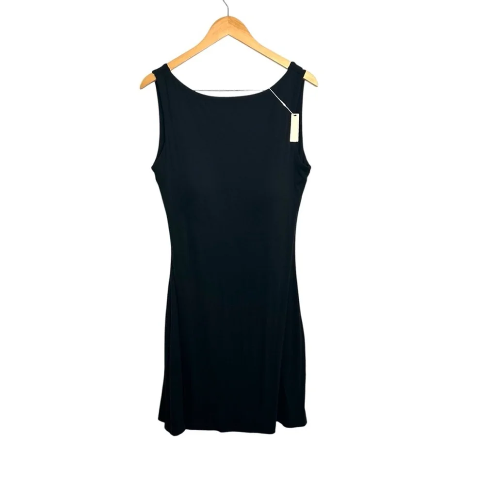 OGL Black Cooling Open Back Bandless Brami Boat Neck Mini Dress LBD Size XL - Picture 4 of 12